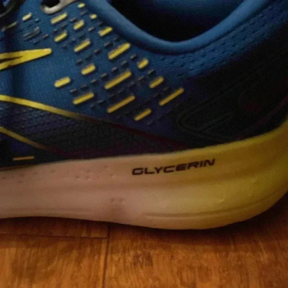 Brooks glycerin 20 men’s shoes - size 12.5- bright blue w yellow accent